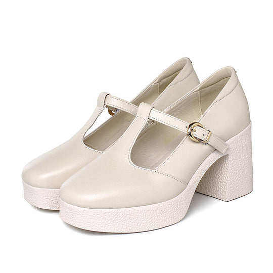 Damen Mary Jane Pumps mit komfortablem Blockabsatz und verstellbarem Riemen R&B