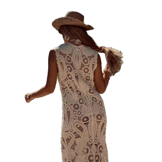 Damen Häkel-Überwurfkleid mit seitlichem Schlitz R&B