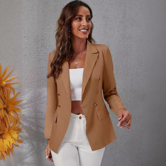 Damen eleganter Blazer mit doppelter Knopfleiste und seitlichen Taschen R&B