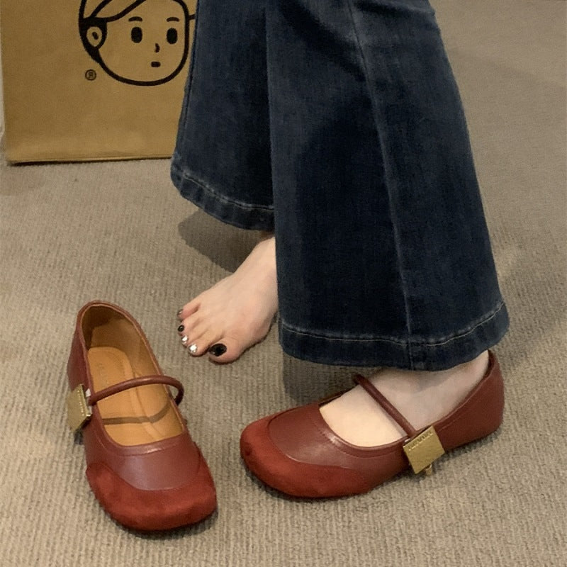 Damen elegante Mary Jane Ballerinas mit modischem Riemchen und bequemer Innenpolsterung R&B