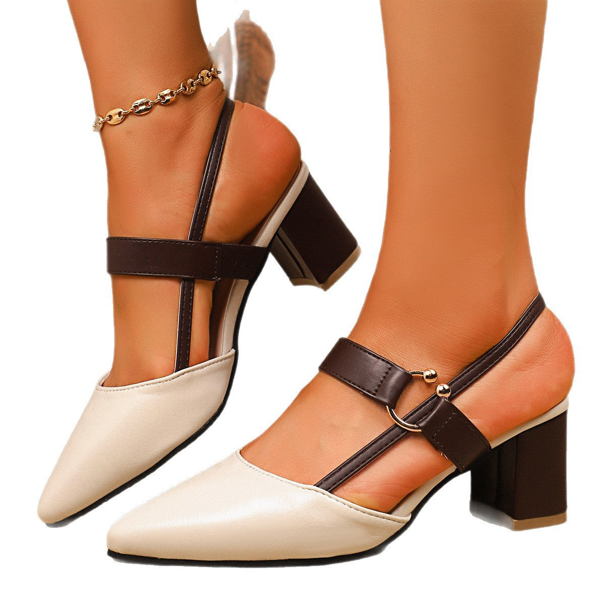 Damen Elegante Slingback Sandalen mit modischem Schnitt und Absatz R&B