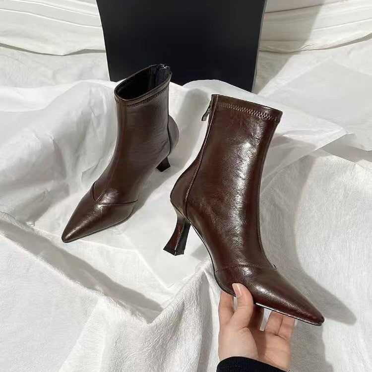 Damen Elegante High Heel Stiefeletten mit schmaler Silhouette und spitzem Design R&B