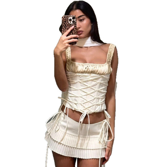 Damen Korsett-Top mit Rüschendetail und verstellbaren Trägern R&B