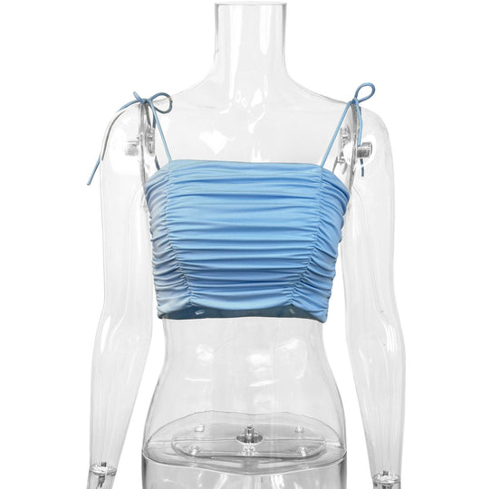 Damen Crop-Top mit Raffungen und verstellbaren Trägern R&B
