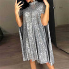 Damen elegantes glitzerndes Abendkleid mit weitem Schnitt und schimmerndem Look EB