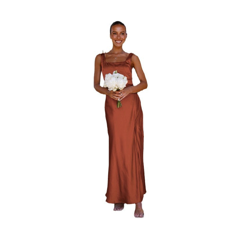 Damen Elegantes Maxikleid mit schmalen Trägern und seitlichem Schlitz R&B