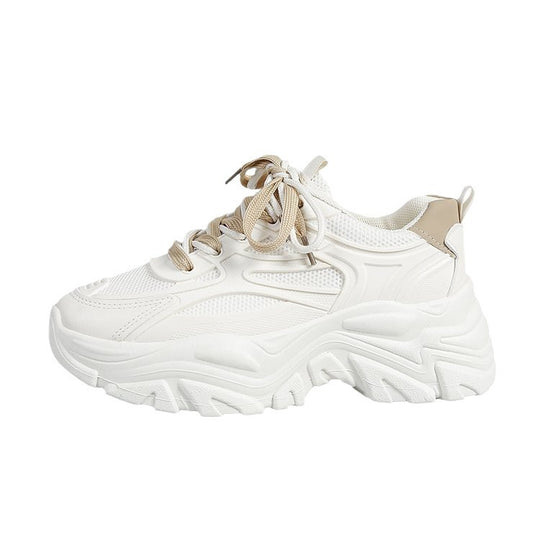 Damen modische Chunky Sneakers mit atmungsaktiver Mesh-Oberfläche und trendigem Schnürsenkeldesign R&B