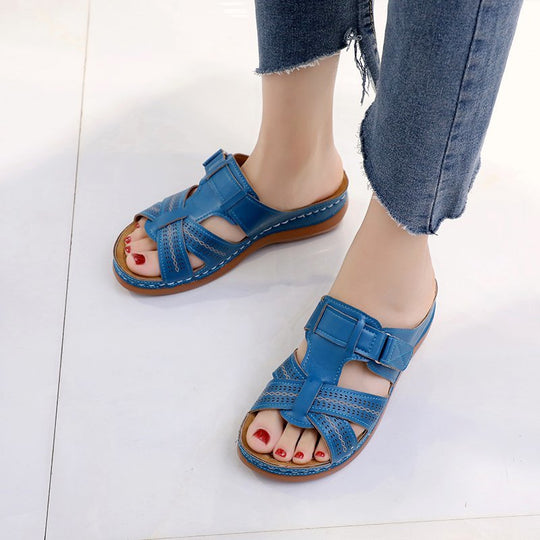 Damen bequeme Klettsandalen mit anatomischem Fußbettdesign R&B