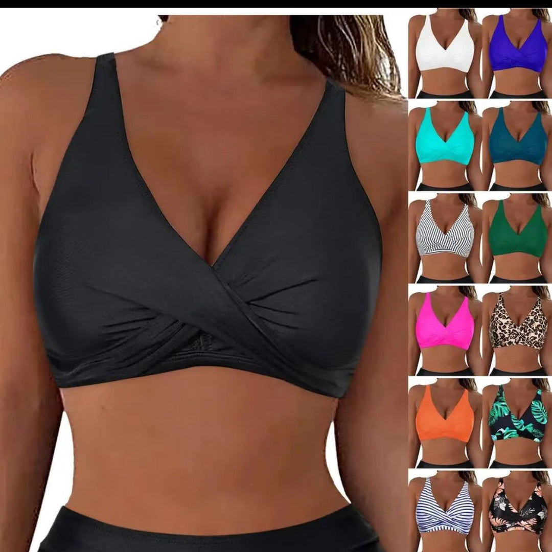 Damen Sportliches Bikinioberteil mit Wickeldesign R&B