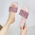 Damen Glamouröse Slide-Sandalen mit glitzerndem Riemen und komfortablem Fußbett R&B