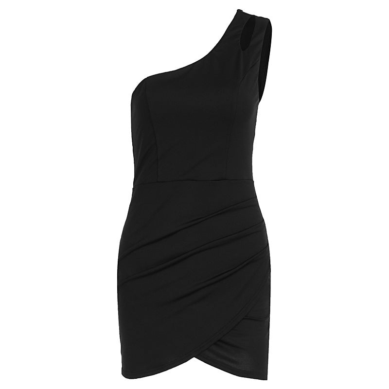 Damen Einseitig Schulterfreies Minikleid mit Raffung und Figurformendem Schnitt R&B