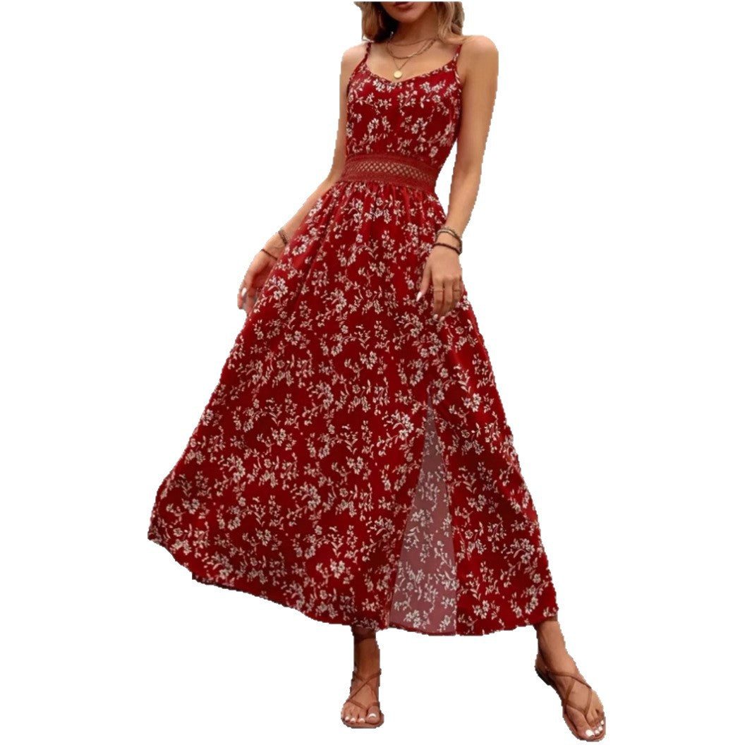 Damen Sommermaxikleid mit floralem Design und raffiniertem Schlitz R&B