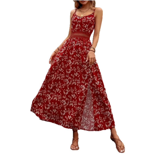 Damen Sommermaxikleid mit floralem Design und raffiniertem Schlitz R&B