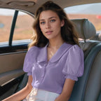 Damen Verspielt geschnittene Bluse mit Puffärmeln und Knopfdetails R&B
