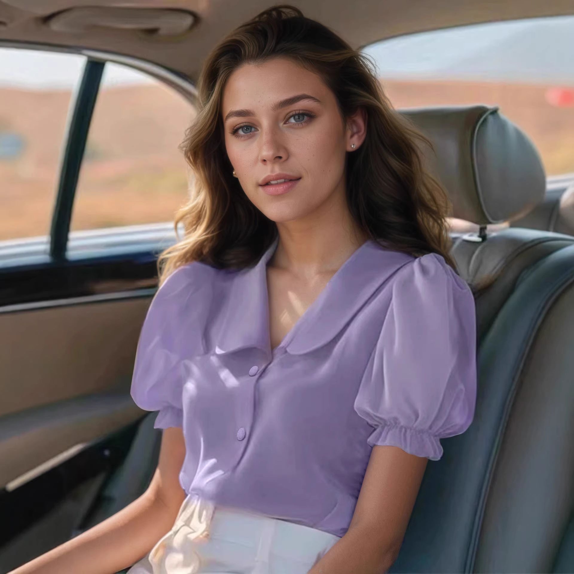 Damen Verspielt geschnittene Bluse mit Puffärmeln und Knopfdetails R&B