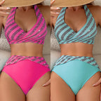 Damen Triangel-Bikini mit glitzerndem Streifenmuster