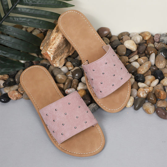 Damen modische Slides mit eleganten Metallakzenten R&B