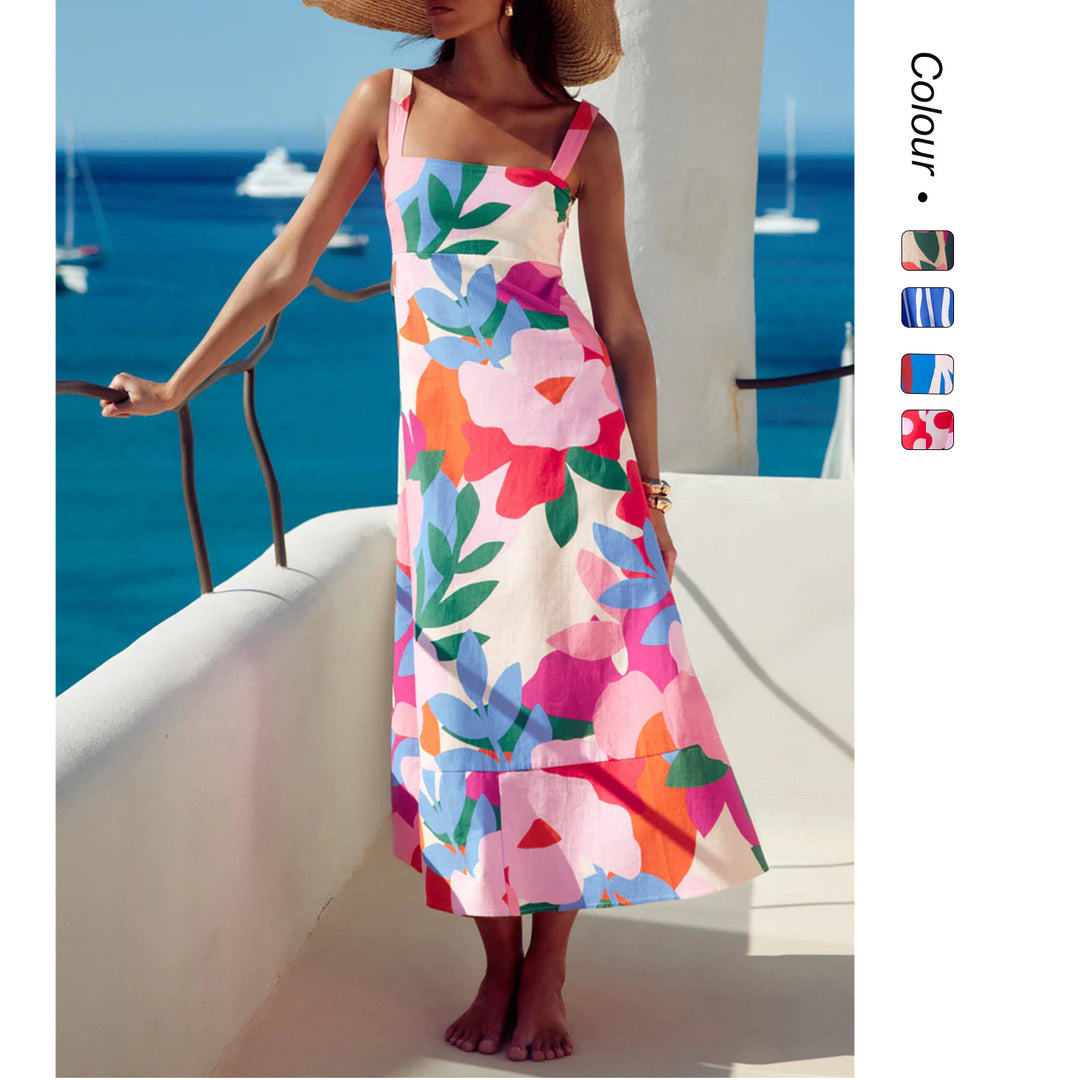 Damen Maxikleid mit floralem Design und rückenfreiem Schnitt R&B