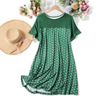 Damen Polka-Dot A-Linie Freizeitkleid R&B