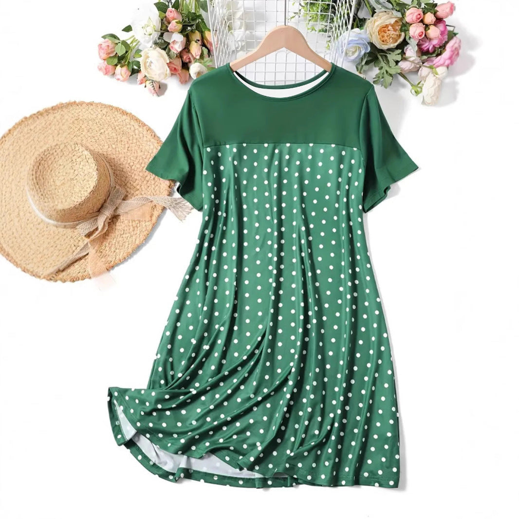 Damen Polka-Dot A-Linie Freizeitkleid R&B