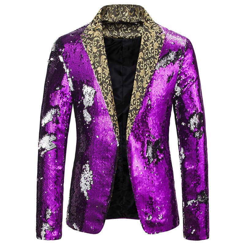 Herren extravagante Pailletten-Blazerjacke R&B