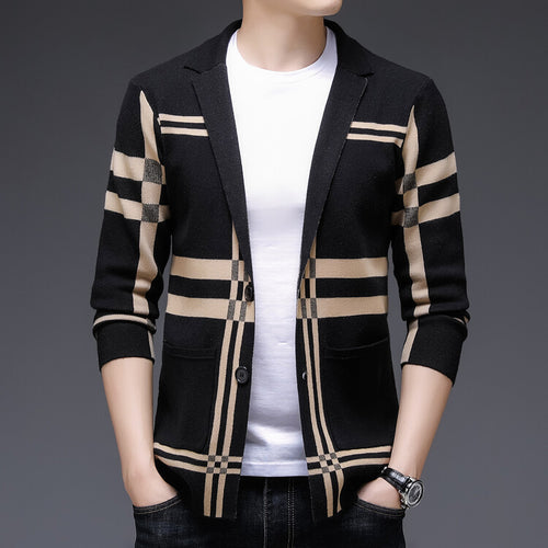 Herren modische Strickjacke mit elegantem Karomuster R&B