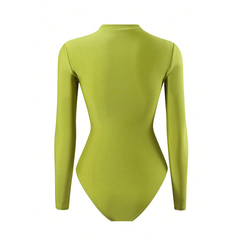 Damen UV-Schutz Langarm-Badeanzug mit floralem Überrock R&B