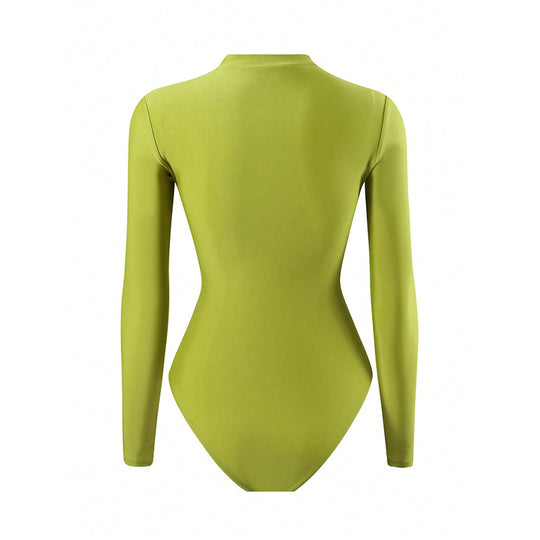 Damen UV-Schutz Langarm-Badeanzug mit floralem Überrock R&B