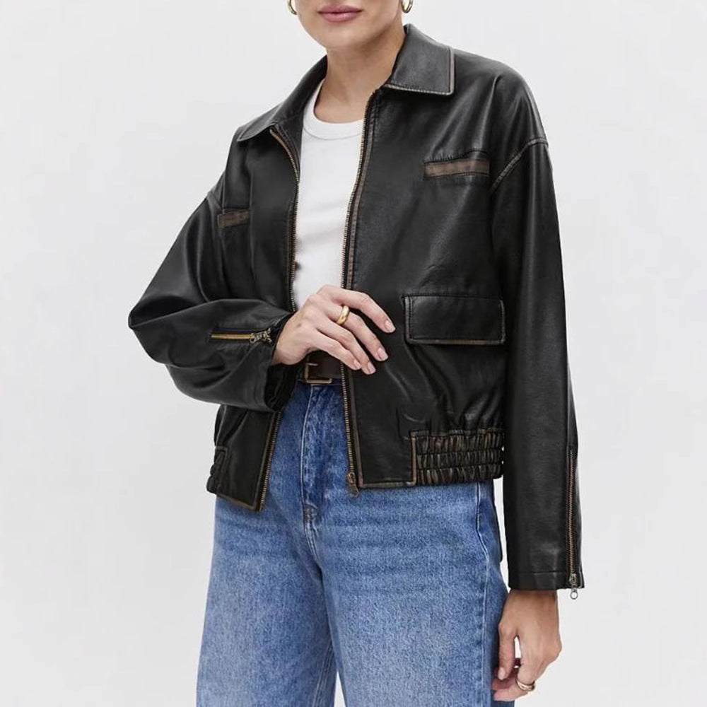 Damen modische jacke mit praktischen Taschen und elastischem Saum R&B