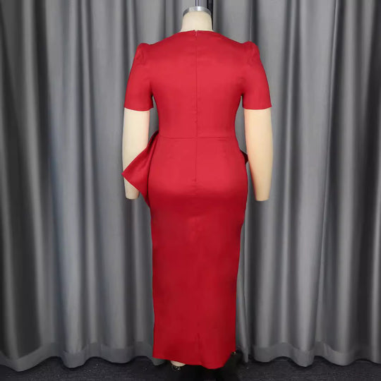 Damen Elegantes Abendkleid mit dekorativem Schleifen-Akzent und hohem Schlitz R&B