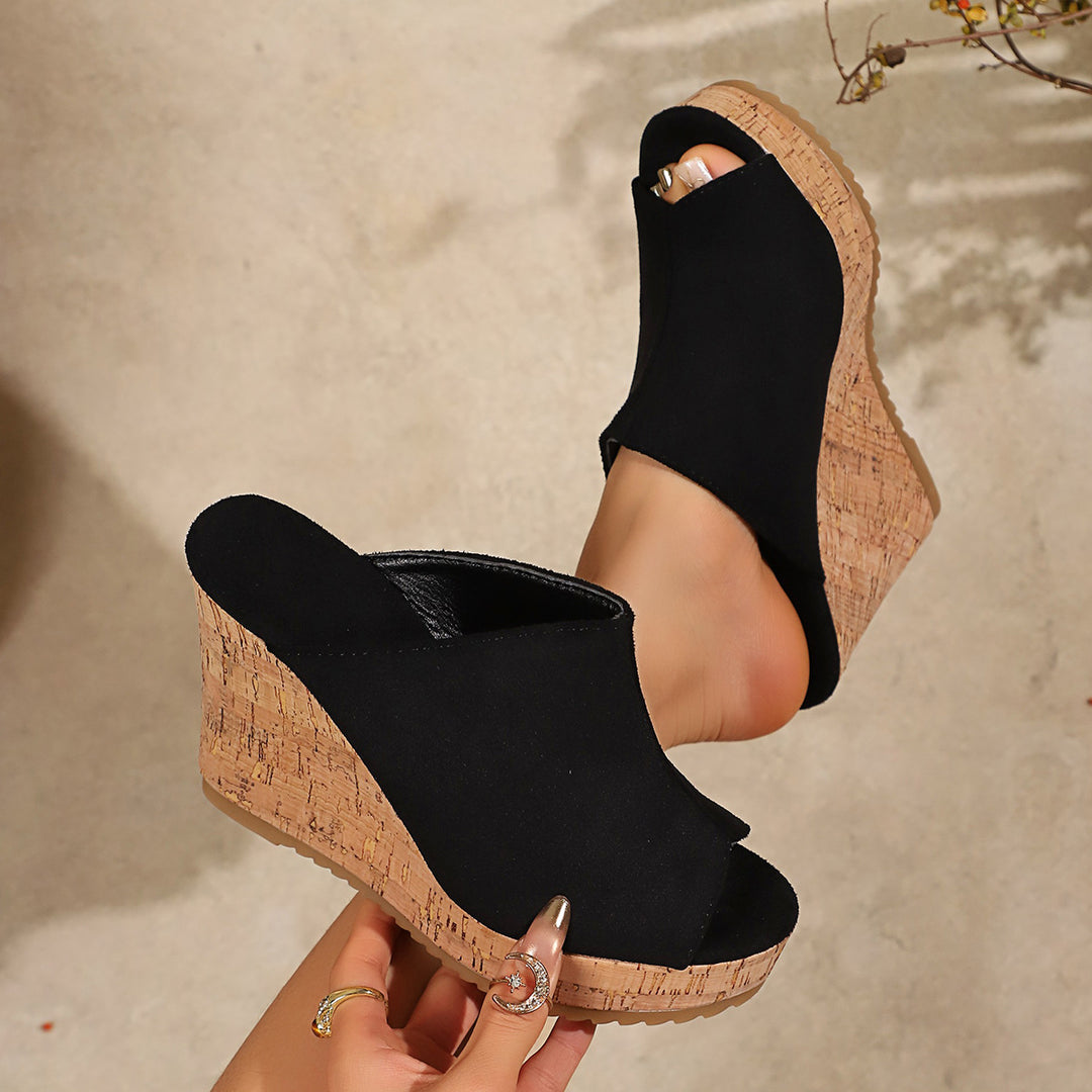 Damen Wedge-Pantoletten mit elegantem Korkdetail R&B