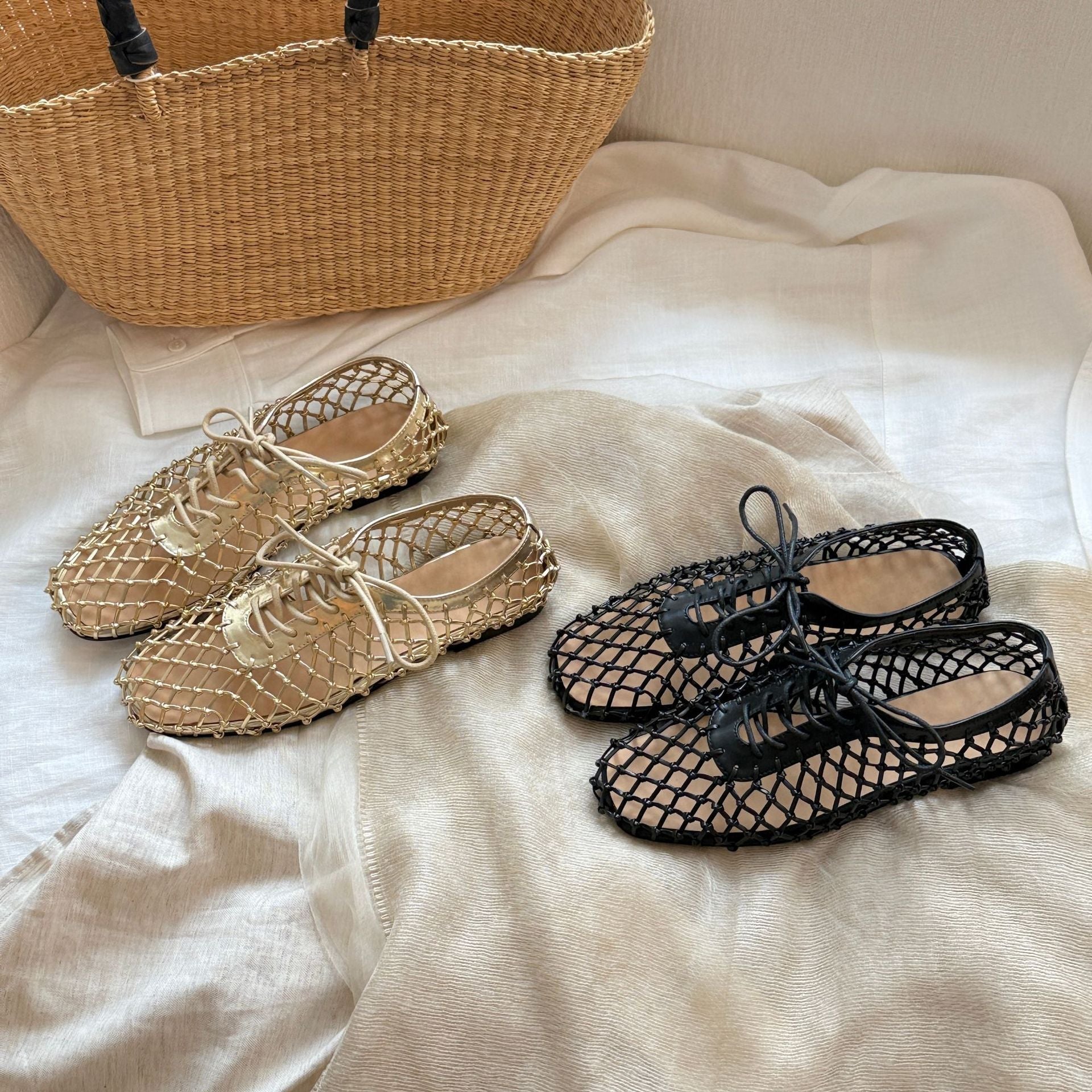 Damen Netzschuhe mit Schnürung und atmungsaktiver Sohle