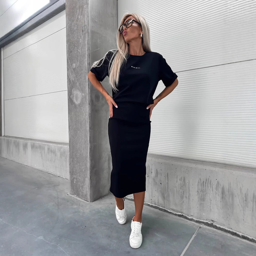 Damen modisches Oberteil und Rock-Set in strukturiertem Stoff R&B