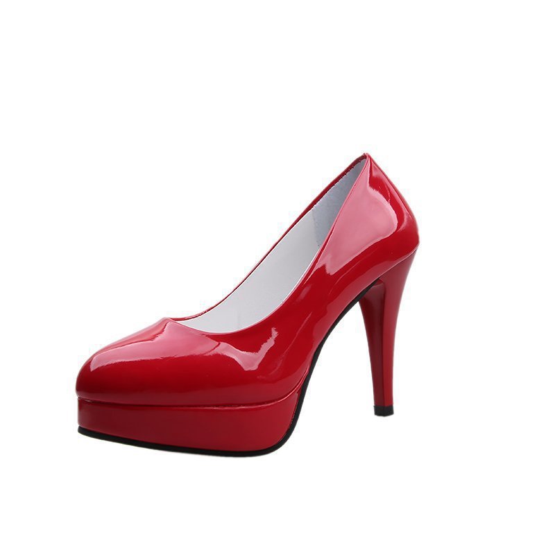 Damen nan Plateau-Pumps mit glänzendem Lack und hohem Stilettoabsatz R&B