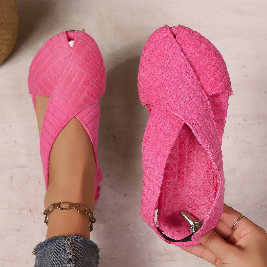 Damen Komfortable Ballerinas mit dekorativem Kreuzbanddesign R&B