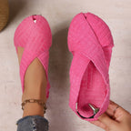 Damen Komfortable Ballerinas mit dekorativem Kreuzbanddesign R&B