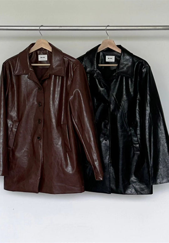 Damen lässige und stylische Kunstlederjacke R&B