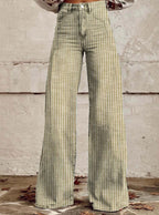 Damen Hoch geschnittene Wide-Leg Jeans mit moderner Streifenoptik R&B