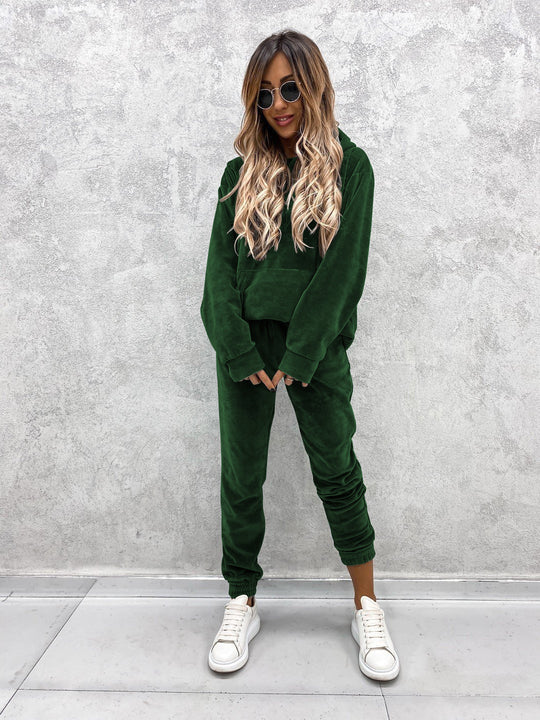 Damen kuscheliges Fleece-Set mit hohem Kragen und elastischen Bündchen R&B