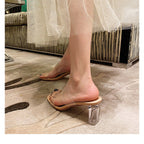 Damen elegante transparente Blockabsatz-Sandalen R&B