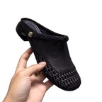 Damen modische Mules mit dekorativer Korb-Optik R&B