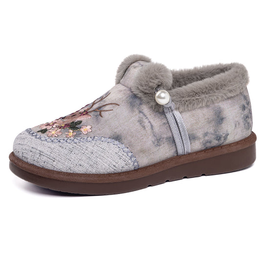Damen Komfortable Hüttenschuhe mit kuscheligem Innenfutter und dekorativen Stickereien R&B