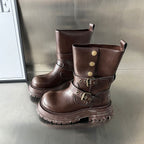 Damen Biker-Stiefel mit modischer Schnallenverarbeitung und robustem Profil R&B