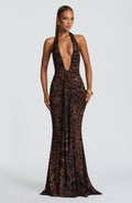 Damen Elegantes Kleid mit tiefem V-Ausschnitt und figurbetontem Schnitt R&B