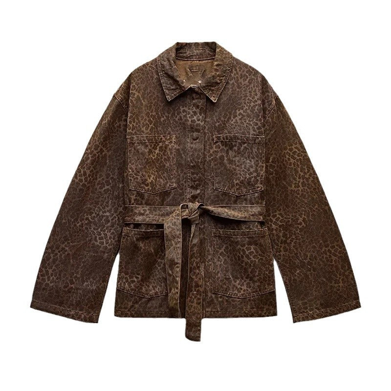 Damen Modische Jacke mit Tiermuster R&B