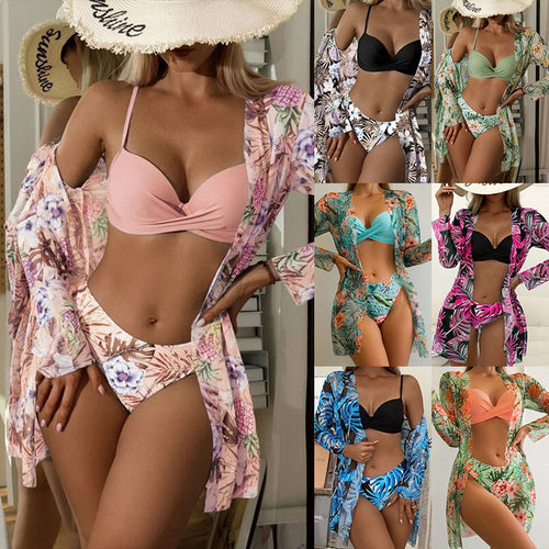 Damen Zweiteiliges Bikini-Set mit floralem Wickelüberwurf R&B
