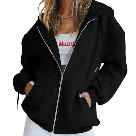 Damen Oversized Kapuzenjacke mit Reißverschluss R&B
