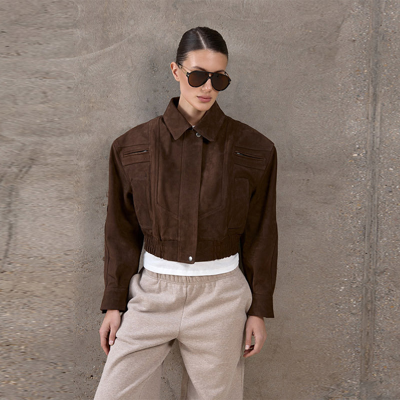 Damen Snacklederjacke mit lässigem Schnitt R&B