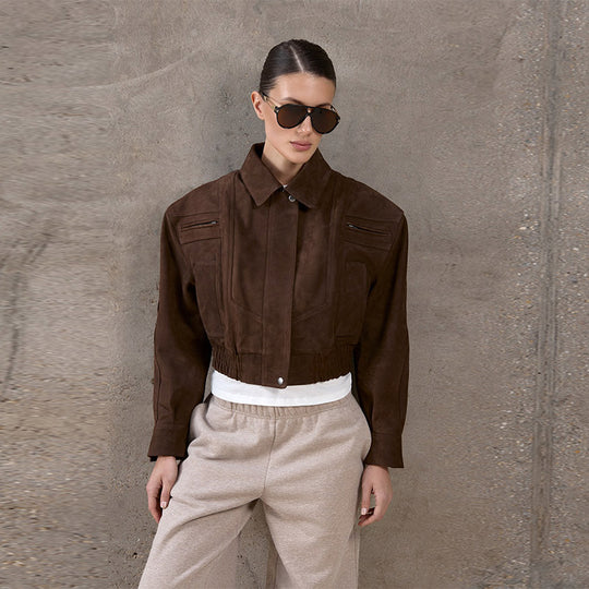 Damen Snacklederjacke mit lässigem Schnitt R&B
