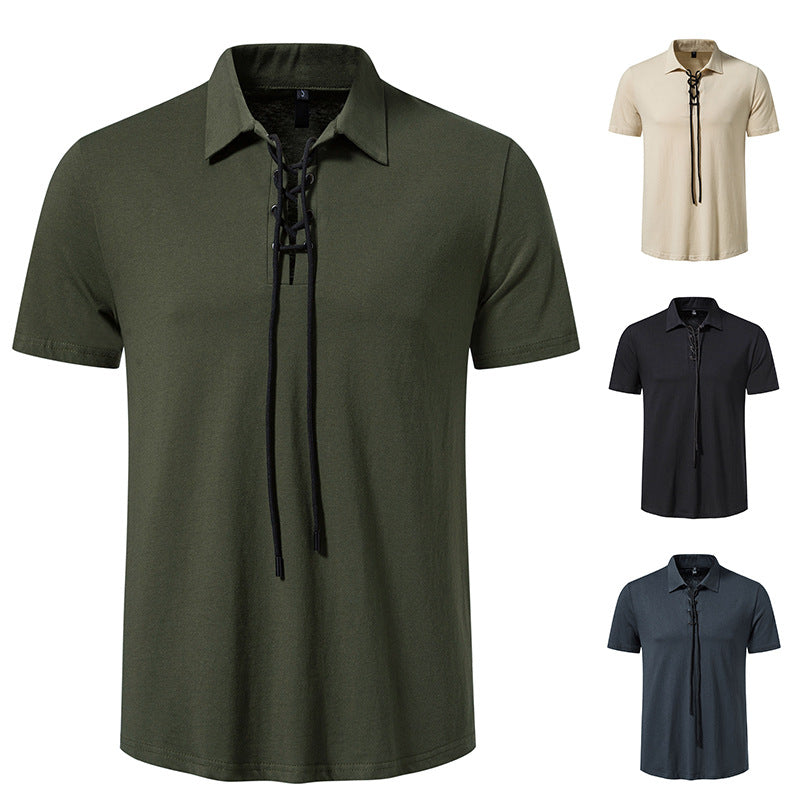 Herren Polo-Shirt mit einzigartigem Schnürdesign